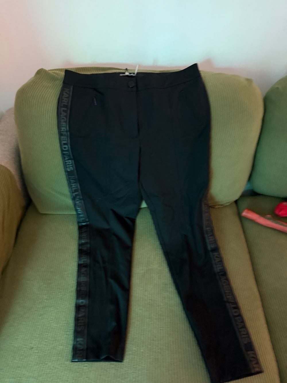 Karl Lagerfeld Black Logo-Trim Trousers